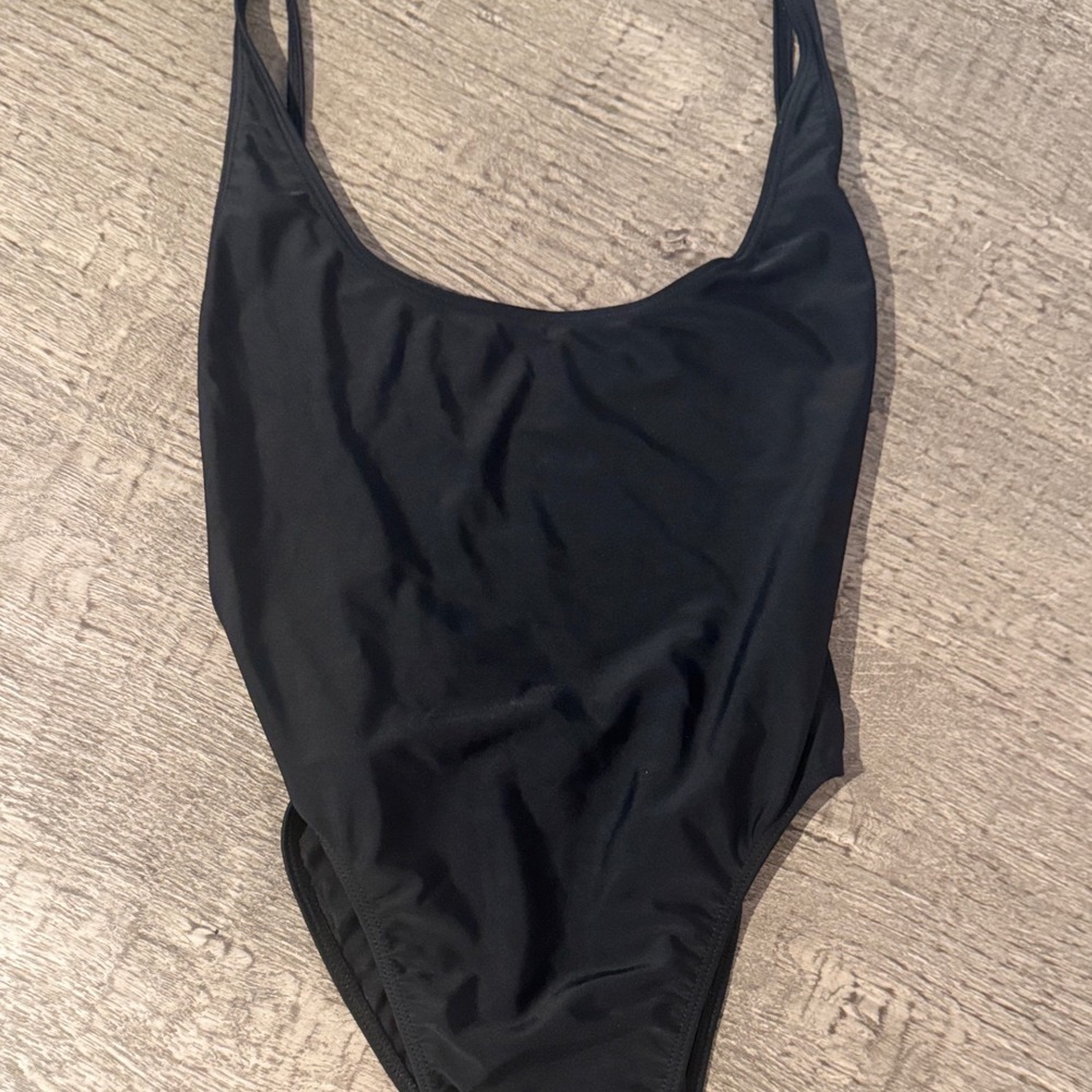 Vintage‎ American Apparel Tricot High Cut One Piece Swimsuit Black Medium - Picture 5 of 9